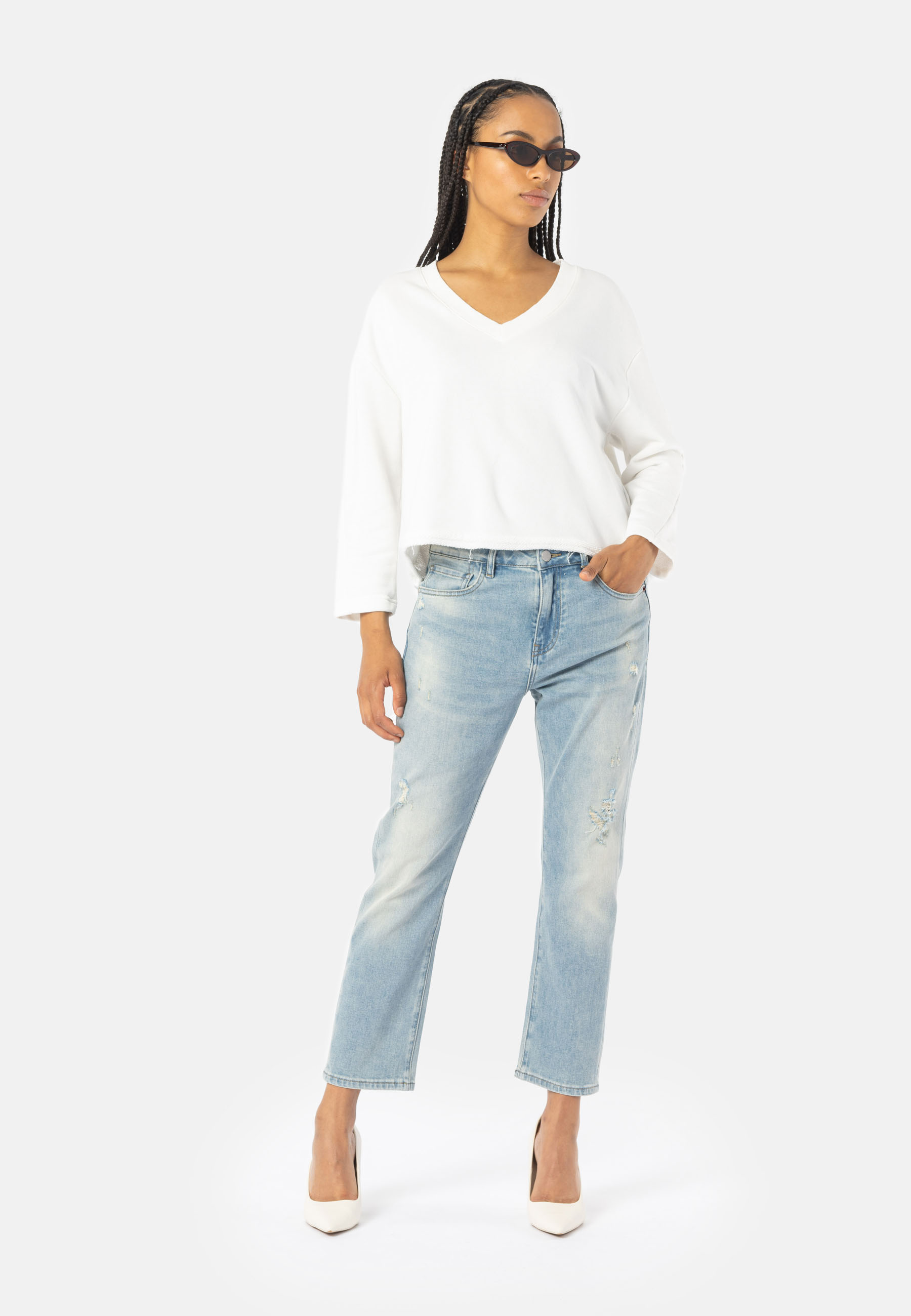 LEONA DESTROYED - denim